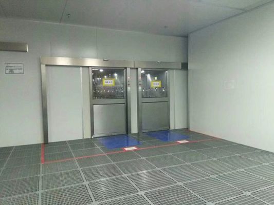 산업용품 자동 슬라이딩 문이 있는 공기 샤워기 1500W 팬, 0.3μm HEPA 필터
